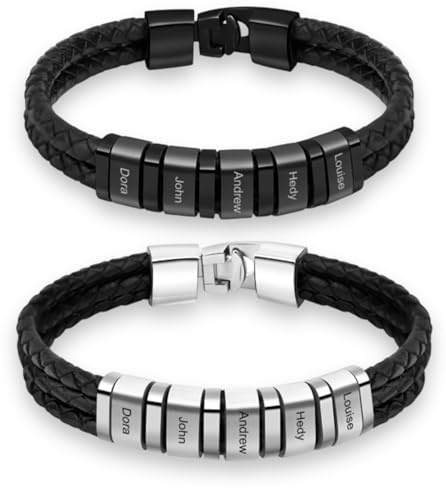 Persaonalisiertes Vatertagsgeschenk für Papa Opa Armband Herren Personalisiertes Lederarmband mit Name Geschenk für Männer