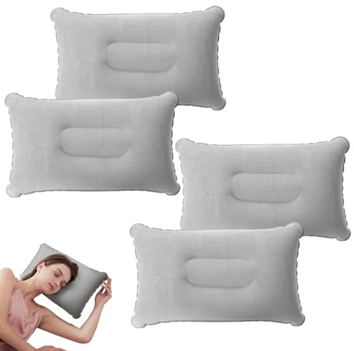 UILYNIU 4Stück Grau Aufblasbares Kissen Camping Kissen Reisekissen Aufblasbar Strandkissen Camping Kopfkissen Aufblasbares Kopfkissen Camping Pillow Camping Luftkissen für Camping Urlaub Strand (Grau)