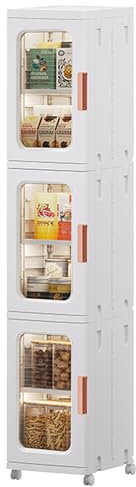 Lacusmall 3 Layers Slim Bathroom Cabinet, Narrow Bathroom Storage Cabinet with Wheels - Under Sink Bathroom Cupboard, Plastic Drawers Storage Unit for Small Spaces, Compact Cabinetry Organizer (White)