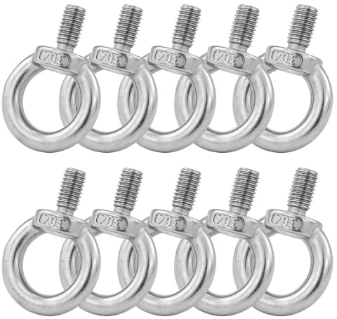 10 Pcs M8 Lifting Eye Bolt,Ring Shape Eyebolts, 304 Stainless Steel Lifting, Hardware Eye Nut,Ring Shape Eyebolts Male Thread Ring Screw for Living Lifting and Various Engineering Equipment