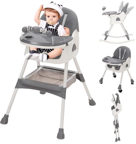 Baby High Chair 3-in-1 Highchair with Playstand Kids Highchairs with Removable Tray Adjustable Folding Baby Chairs Combination Adjustable Height Foldable Dining Chairs