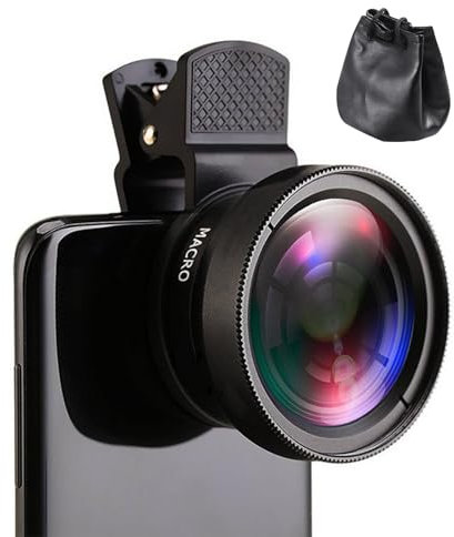 DONOONIS Objectif Smartphone 2 en 1, Macro 12,5x et Grand Angle 0,45x, Compatible avec la plupart des smartphones et tablettes, Aluminium et Verre Optique de Haute Qualité