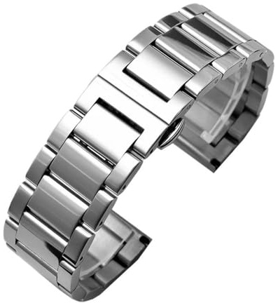 QNGMKBKTDZ Universal-Uhrenarmband aus massivem Edelstahl, passend for Tissot, passend for Hamilton, passend for Timex, Citizen, Uhrenkette, 20 mm, 22 mm, 24 mm, Metall-Sicherheitsschnalle(B silver,22m
