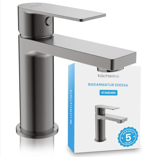 Bächlein Badarmatur Edessa in modernem Design, Einhebelmischer mit langlebiger Keramikkartusche und Montage-Set, Bad Wasserhahn Anthrazit