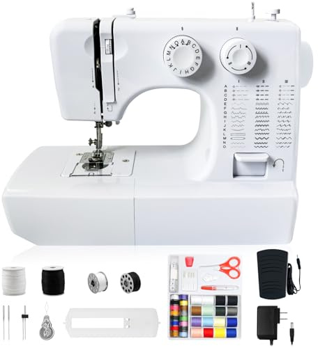 SMOCTAR Nähmaschine für Anfänger Verbessert, 45 Stichprogrammen kleine nähmaschinen Mini Sewing Machine, Elektrische Nähmaschine Kinder mit Großes Fußpedal & Nähset & LED-Nählicht