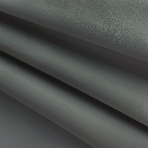 Konstläder tyg metervara, läderimitation 2 meter, mjukt PU-tyg för pyssel, perfekt för sätesskydd, väskor, soffor och stoppprojekt hemma – 200 x 160 cm (grå, 2 m (200 x 160 cm))