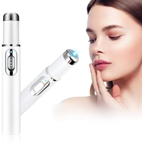 Lichttherapie Stift, Blaulicht Therapiestift für gegen Akne, Besenreiser, Krampfadern, Hautverbesserung für Gesicht und Körper, Reduziert Narben, Augenringe, Schwellungen und Falten