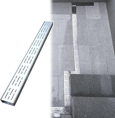 Grille de drainage en acier inoxydable 100 x 7 x 5 cm Système de rainure pour un drainage efficace de l'eau empêche l'accumulation dans les cours et résistant à la rouille