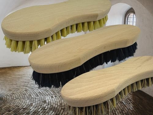 MAAJ KESSELBÜRSTE 20 cm/SCHEUERBÜRSTE/WURZELBÜRSTE 8-Form in 3 HÄRTEGRADEN NATURBORSTEN - WIE ZU Omas Zeiten - PLASTIKFREI - Made IN Germany (Union)