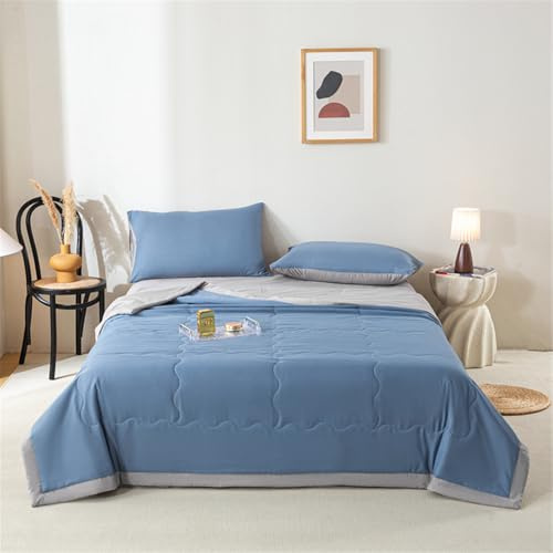 Odot Coverless Duvet 2.5 Tog Single Double King Size, Reversible Summer Quilted Duvet Throw Blanket for Sofa Bed, Soft Lightweight Bedspreads Bed Coverlet Throw, Gray (Blue,150x200cm)