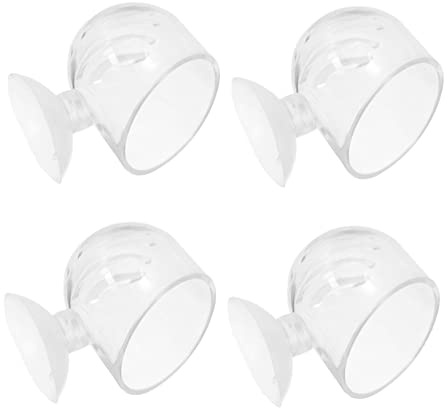 TOYANDONA Lot de 4 Gobelets Distributeurs Vase en Acrylique Transparent, Fixation Ventouse, Taille Moyenne, Alimentation Aquarium Plantes Aquatiques, Bassin d'eau Douce, pour Poissons