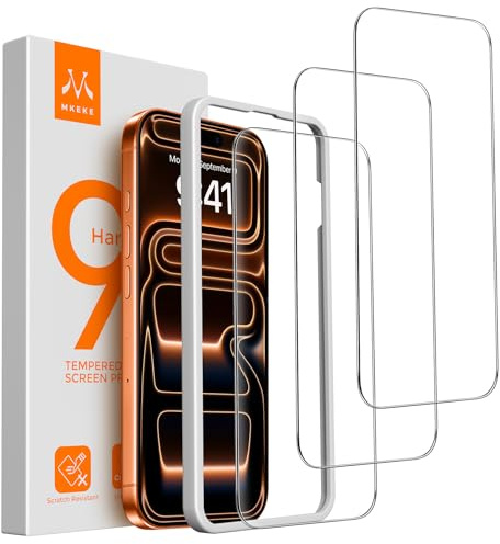 Mkeke 3 Pack Screen Protector for iPhone 17 Pro Max 6.9，[9H+ Tempered Glass] [Easy Installation Frame][Military-Grade Drop Protection] HD Clear, Anti-Scratch, Bubble Free