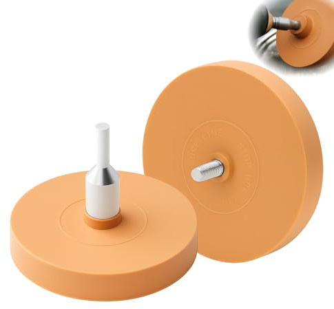 2PCS Eraser Wheel, for Drill with Adapter, Vinyl Sticker Remover Wheel and Adhesive Removal Tool for Car Paint, Glass and Metal Surfaces, Safe Pin Stripe and Emblem Removal Without Damage