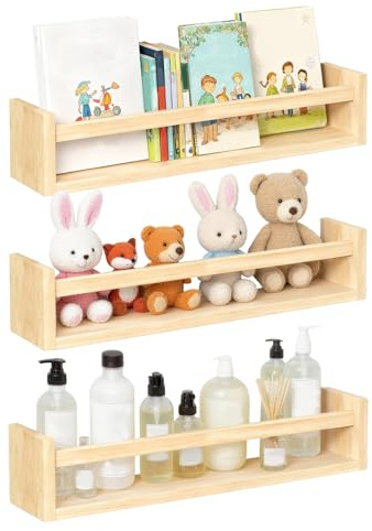 Solinorex Set de 3 Etagere Murale en Bois Naturel – Tablettes Flottantes pour Rangement Créatif et Décoration dans Toutes Les Pièces, Étagère Murale, Tablette Murale
