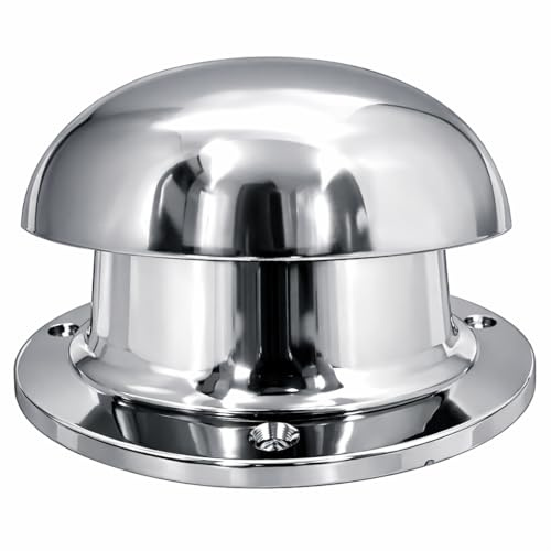 6 x 4 Chrome Mushroom Vent for Narrowboat & Marine Use – Heavy Duty Solid Brass Roof Vent – Permanently Open Domed Boat Ventilator – Adjustable Height 90–125mm – 100mm Internal Diameter