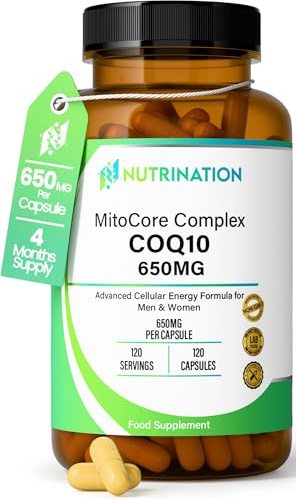 CoQ10 Supplement 650mg Complex–500mg CoQ10 Ubiquinone Coenzyme Q10 with Zinc, Folate & Selenium–120 Capsules for Men & Women, Fertility & Cellular Energy Support–Lab Tested