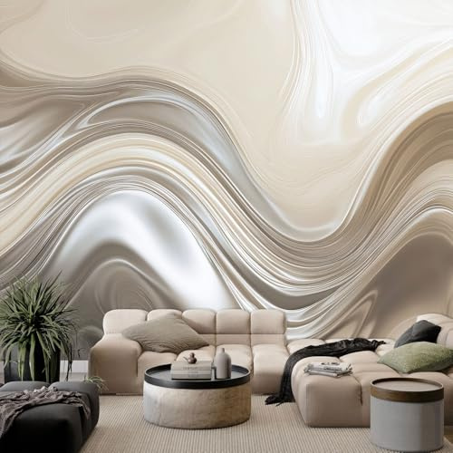WHUOEUCO Väggmålning 3D Tapet Metall Textur Flytande Grå 250 x 175 cm Fototapet Panorama, För Vardagsrum Sovrum Kök Badrum Non-woven Vägg Dekoration Modern