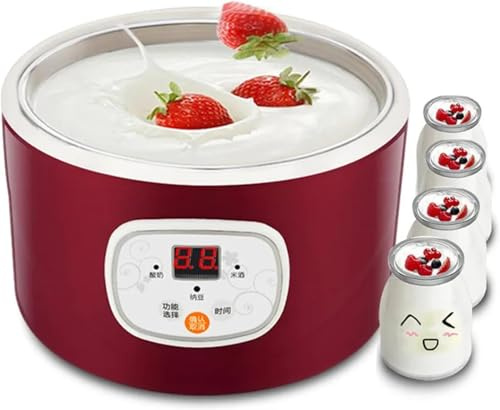 Yogurtiera Elettrica Multifunzione Rivestita in Acciaio Inox, Fermentatore per Vino di Riso E Natto con Controllo Termostatico