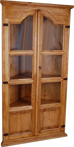 MiaMöbel Eckvitrine Mexico Möbel 103x195x55 cm Landhausstil Massivholz Pinie Honig