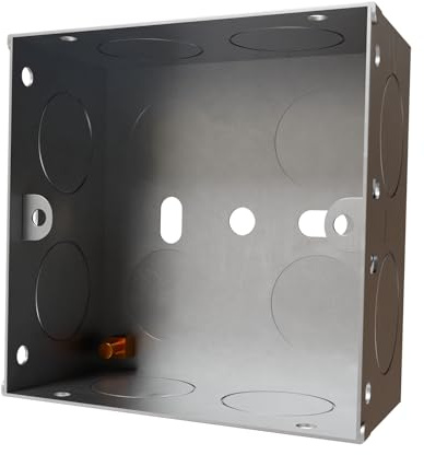 rhinocables Metal 1 Gang Single Socket Back Box (35mm, 1 Pack) | Durable Construction: Crafted from high quality metal galvanized steel, offering long lasting durability and robustness for