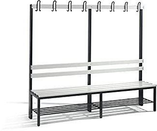 C + P Möbelsysteme C+P | Garderobenbank Basic | einseitig | Kunststoffleisten | Länge 1960 mm | lichtgrau | Schuhrost