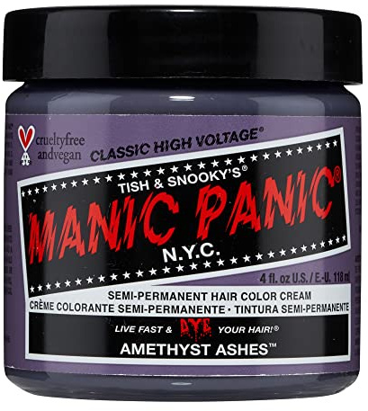 MANIC PANIC Amethyst Ashes Haarfarbe – klassische Hochspannung – semi-permanente Haarfarbe – Rauchgrau mit kühlen Violetttönen – vegan, PPD- und Ammoniakfrei – zum Färben von Haaren bei Frauen und