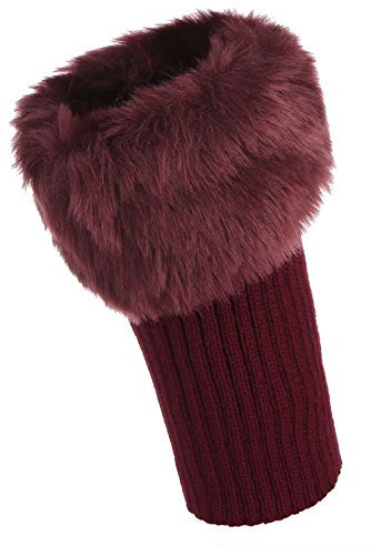 La vogue Damen Faux Pelz Kurz Stulpen Strickstulpen Legwarmer Socken Boot Abdeckung Weinrot