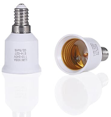 Luminosa E14 to E27 Lamp Socket Adapter Converter Holder for LED Halogen Edison Energy Saving Smart Bulb (Pack of 2) / Convert Small Screw to Large Screw Convertor Adaptor/CE