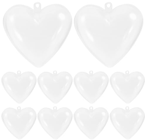 BESTOYARD 10 StüCk BefüLlbare Acrylkugeln, Bruchsichere HerzföRmige Kugelornamente Zum AufhäNgen, BefüLlbare HerzanhäNger FüR Weihnachten, Valentinstag - 6cm