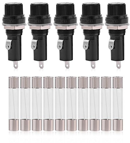 Sicherungshalterbuchse, Feinsicherungshalter, 5pcs Elektrisches Terminal Panel Montiert Sicherungshalter Schraubverschluss Solder Sicherungshalter für 6 * 30 Glassicherungen AC 125 V 15A / 250V 10A