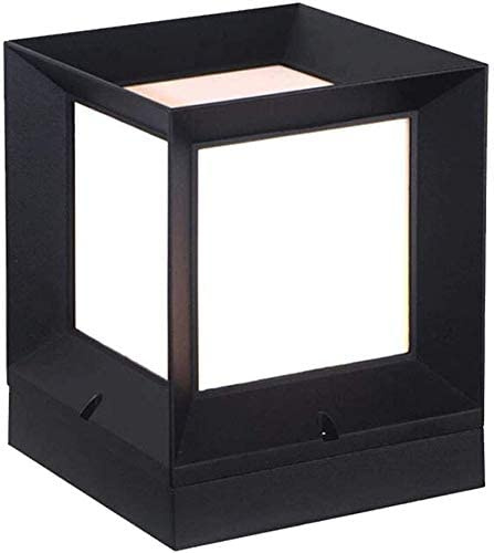 Serin-Eletro Groß Modern E27 Säule Lampe,Outdoor Sockellampe Schwarz Aluminium Acryl Eckig Design Gartenleuchte Rasen Hof Balkon Terrasse Teich Außen-Beleuchtung,32 * 32 * 39CM