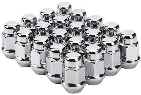 20PCS 1.4 inch Chrome 1/2-20 Closed End Bulge Acorn Lug Nuts - Cone Seat - 19mm Hex Wheel Lug Nut for Bronco Cherokee Liberty Mustang Ranger Explorer YJ TJ KJ KK ZJ WJ WK XK MJ XJ Aftermarket Wheels