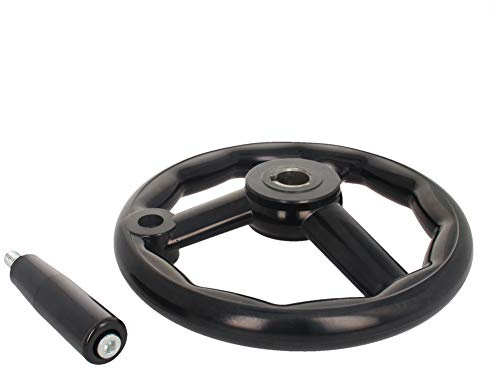 Othmro Round Three Hand Wheel 0.71in Center Hole Diameter 7.87in Handwheel Black Bakelite 3 Spoked Lathe with Revolving Handle for Milling Machine Lathes Grinders, 1pcs 18*200mm