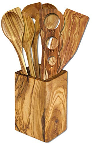 SeleXions Köcher mit 6 Kleinteilen Olivenholz