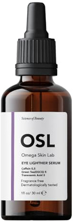 OSL Omega Skin Lab OSL Friendly Eye Lighter Serum 30 ml – Hautpflege-Gesichtsserum mit 0,5% Koffein, 3% Tranexamsäure und grünem Tee – Augenserum für eine verbesserte Pflege der Augenkontur