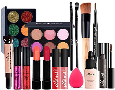Professionelles Make-up Sets, MKNZOME 16St Schminke Starter Kit mit Schminktasche Tragbare Reise Makeup Paletten Kosmetik Lidschatten Lipgloss Geburtstags Weihnachten Geschenkset