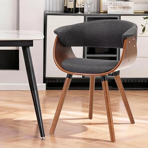 Mignone Esszimmerstühle Wohnzimmerstühle Moderne Küchenstühle Rückenlehnen für Küche Arbeitszimmer Wohnzimmer mit Massivholz Beine (Grau - Leinen, 1)