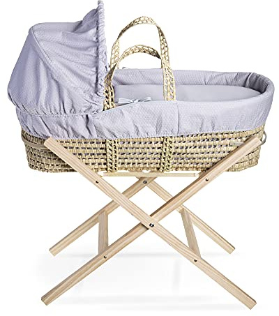 Clair de Lune Cotton Dream Palm Moseskorb mit natürlichem Klappständer, grau, 75 x 28 cm