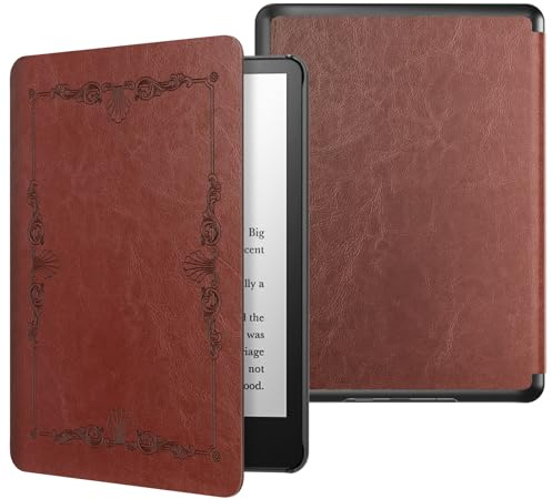 MoKo Hülle Kompatibel mit Kindle Paperwhite 11. Generation 2021, Dünne Leichte Tablet Schutzhülle mit Auto Schlaf/Aufwach PC Rücken für Kindle Paperwhite 6,8 Zoll, Signature Edition, Retro Stil