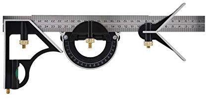 Goshyda Metall-T-Quadrat-Lineal, 300 mm verstellbares Schiebekombinations-Quadrat, rechtwinkliges Lineal-Messwerkzeug, für die Holzbearbeitung(300MM multifunktionales