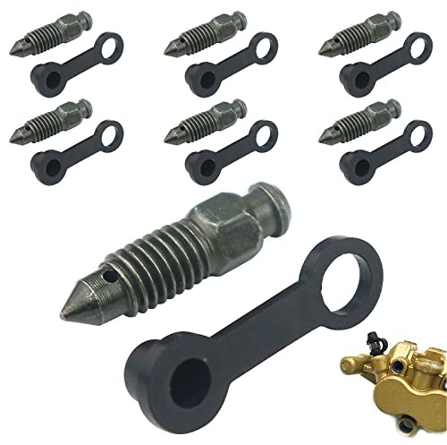 GZLCEU 15 Stück Entlüftungsschraube Bremssattel, M8 x 1.25mm, Armeegrün | Robust und langlebig Zinklegierung Bremse Hohlschraube mit Nippel Staubkappe für Motorrad Fahrrad