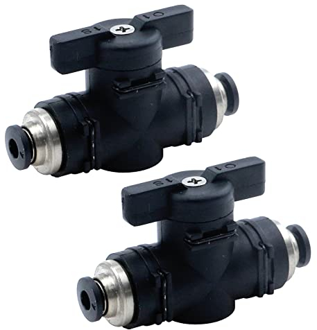 Savagrow Pneumatischer Kugelhahn, 4 mm Außendurchmesser, Push-to-Connect-Anschluss, Luftstrom-Kontrolle, Kugelhahn, schwarz, gerade, Schnellverbindung, 2 Stück