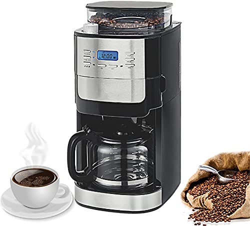 Bean to Cup Drip Filter Coffee Machine, Automatic Coffee Machine Integrated Grinder, 24-Hour Appointment, 1.8L Water Tank Capacity, 200g Bean Capacity, 8 Grinding Grades, Automatic Shut-Down