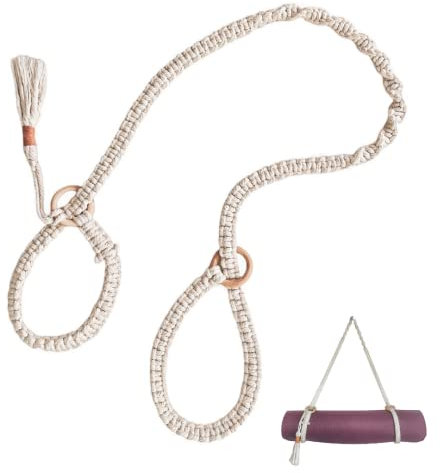 Macraben® Premium Yogamatte Tragegurt Bio-Baumwolle - Tragegurt Yogamatte Makramee Universal Verstellbarer Yogamatten Trageband für alle Größen. Boho Style Yogagurt für Matten