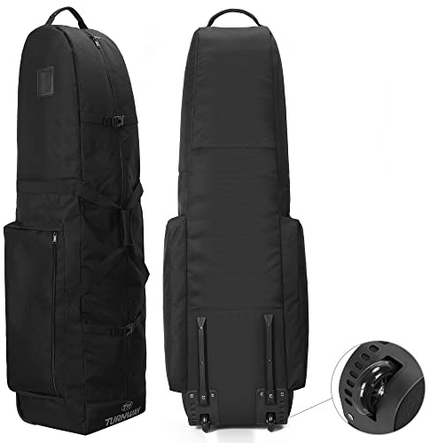 TurnWay Faltbare Golf-Reisetasche, strapazierfähige 900D-Polyester-Golf-Schlägertasche, wasserdichte Golf-Tragetasche, weiche geräumige Größe für Golfausrüstung, Transport (schwarz)