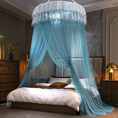 GroßE Romantische Moskitonetz Doppelbett 1.2M Kuppel, Prinzessin Spitze Bett Baldachin Kostenlose Installation Zum Single Zu King Size Betten Schlafzimmer Dekorative,Grün