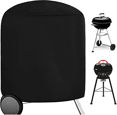 RICHIE Runde Grillabdeckung, Grill Abdeckhaube wasserdichte und Robuste, BBQ Abdeckhaube Gasgrill 73x71cm, Heavy Duty 420D Gas Grill Abdeckungen mit Kordelzug Schnur, Winddicht, UV- und Wasserdicht