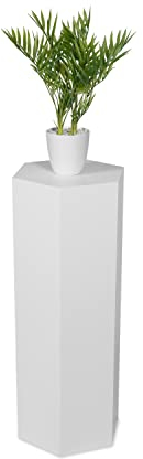 STEMA Seyfried Dekosäule Sechseck (Weiß Matt, 100x33x33cm) Beistelltisch, Blumenhocker, Pflanzensäule Holz