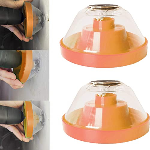 Hole Saw Dust Bowl, Hole Saw Accessory dust Bowls, Drill dust Collectors for sidewall Drilling, Household dust Bowls, Elastic Seals, Drill dust Covers for All Hole saws2 PCS (Tangerine)