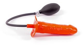 Rubberfashion Latex Dildo - realistischer Dildo geadert - aufblasbar mit Pumpe für Frauen und Männer 15 x 4,5 cm rot 0.8mm ohne festen Kern